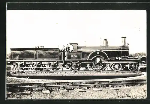 AK Englische Eisenbahn-Lokomotive No. 1866 mit Wagon