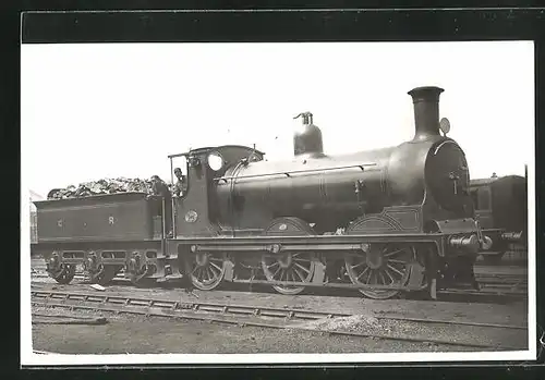 AK Englische Eisenbahn-Lokomotive No. 340 mit Kohlen-Waggon