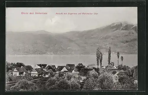 AK Immensee, Panorama mit Zugersee und Walchwiler Ufer