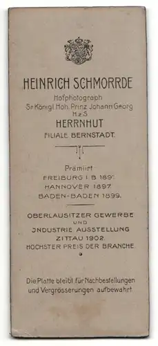 Fotografie H. Schmorrde, Herrnhut-Bernstadt, Frau im Kleid stehend mit Buch in der Hand und offenen Haaren