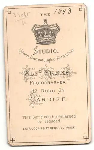 Fotografie Alfd. Freke, Cardiff, Portrait Herr im Anzug mit Vollbart u. Einstecktuch