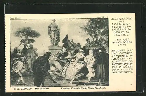 AK Venedig, Ausstellung des italienischen 18ten Jahrhunderts in Venedig 1929, Erben des Grafen Nicola Papadopoli