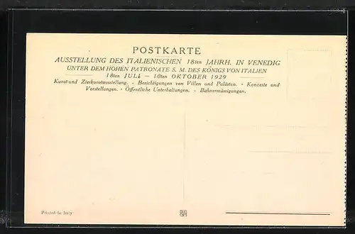 AK Venedig, Ausstellung des italienischen 18ten Jahrhunderts in Venedig 1929, Erben des Grafen Nicola Papadopoli