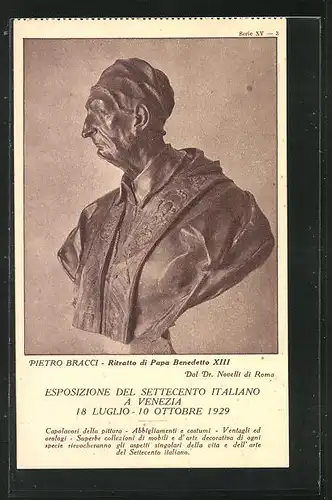 AK Venezia, Esposizione del Settecento Italiano, 1929, Pietro Bracci: Ritratto di Papa Benedetto XIII