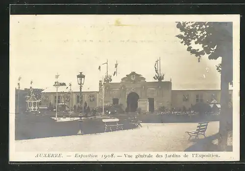 AK Auxerre, Exposition 1908, Vue Generale des Jardins de l`Exposition