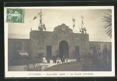 AK Auxerre, Exposition 1908, La facade principale
