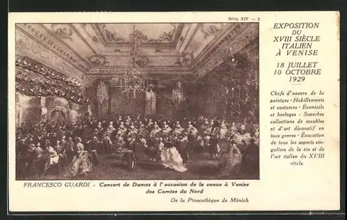 AK Venise, Exposition du XVIII. siec. Italien 1929, Francesco Guardi, Concert de Dames a l`occasion de la venue