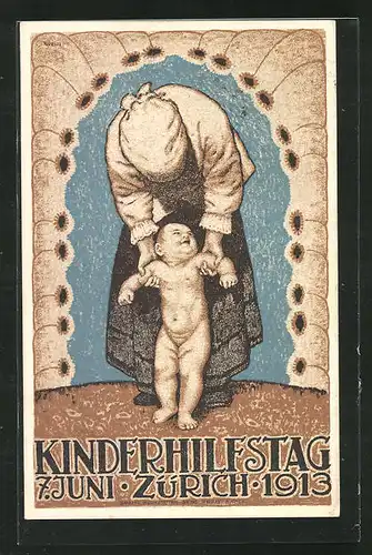 Künstler-AK Zürich, Kinderhilfstag 1913, Mutter mit Kind