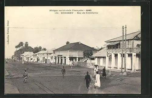 AK Konakry, Rue du Commerce, Strassenpartie im Zentrum