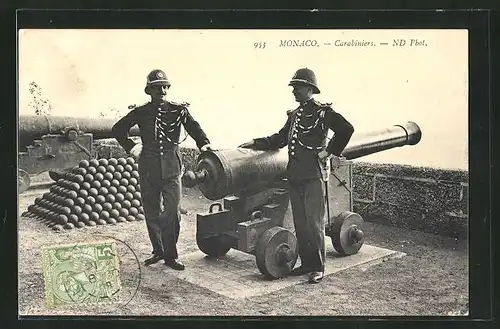 AK Monaco, Carabiniers, Soldaten an Kanone