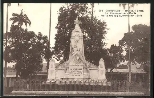 AK Basse-Terre, Le Monument aux Morts de la Grande Guerre 1914-1918