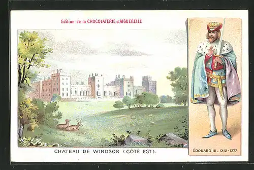 AK Windsor, Chateau, Edouard III in Hermelin Cape mit Schwert und Krone