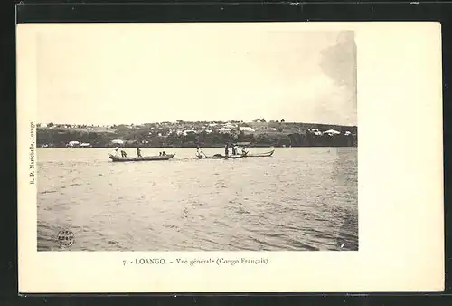 AK Loango, Vue generale, Blick vom Wasser auf Stadt