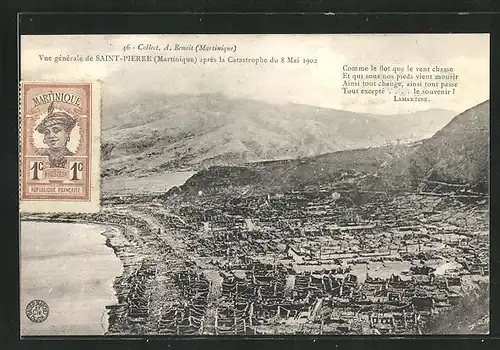 AK Saint-Pierre, Vue generale apres la Catastrophe du 8 Mai 1902, Häuserruinen