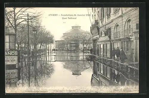 AK Angers, Inondations 1910, Quai National