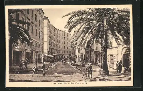 AK Ajaccio, Rue Fesch, Palmen