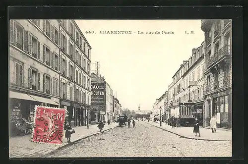 AK Charenton, La rue de Paris, Geschäftsfassaden