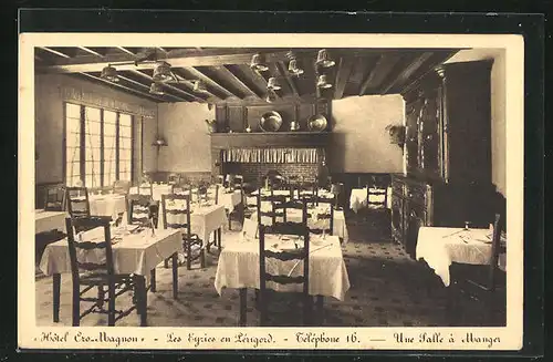 AK Les Eyzies en Perigord, Hotel Cro-Magnon, Une Salle a Manger, Innenansicht