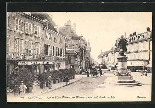 AK Langres, Rue et Place Diderot, Diderot square and street