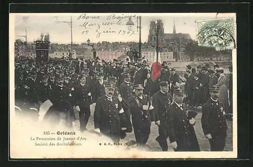 AK Orleans, La Procession de Jeanne d`Arc, Societe des Ambulanciers
