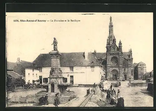 AK Ste-Anne-d`Auray, La Fontaine et la Basilique