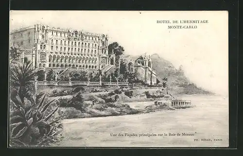 AK Monte Carlo, Hotel de l`Hermitage, Une des Facades principales sur la Baie de Monaco