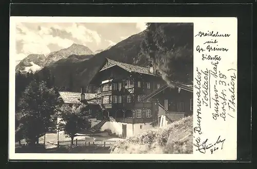 AK Ginzling / Zillertal, Gasthaus Breitlahner gegen das Gebirge