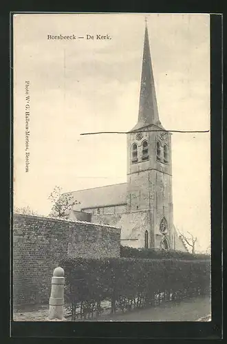 AK Borsbeeck, De Kerk, Kirche mit Mauer
