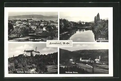 AK Loosdorf, Totalansicht, Schloss Albrechtsberg & Schloss Soos