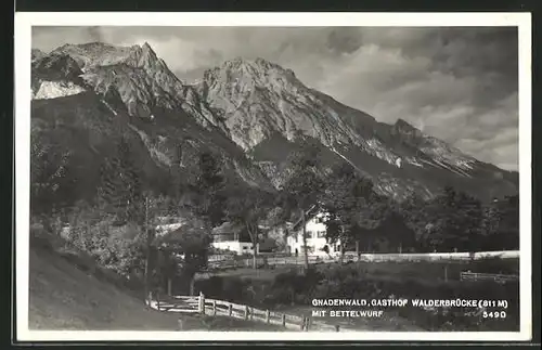 AK Gnadenwald, Gasthof Walderbrücke mit Bettelwurf