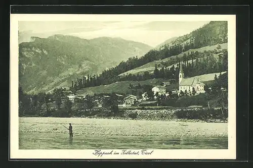 AK Hippach im Zillertal, Panorama mit Angler