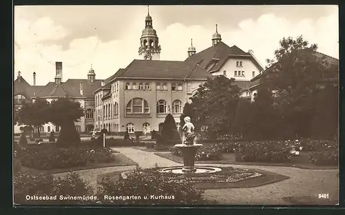 AK Swinemünde, Rosengarten und Kurhaus