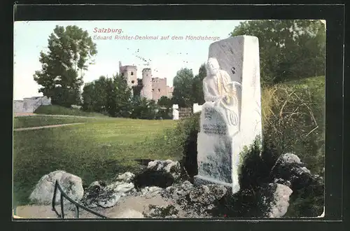 AK Salzburg, Eduard Richter-Denkmal auf dem Mönchsberg