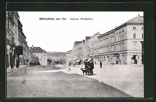 AK Braunau am Inn, Blick auf den Unteren Stadtplatz