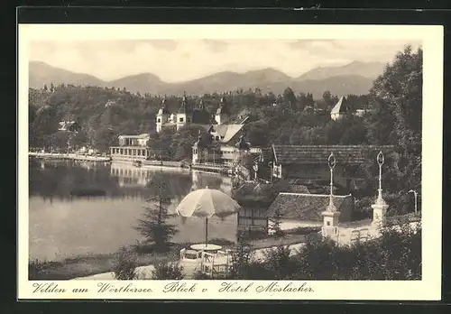 AK Velden am Wörthersee, Blick vom Hotel Möslachen