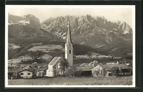AK Ellmau i. Tirol, Blick gegen das Kaisergebirge