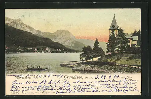 AK Grundlsee, Villa Jurie mit Hundskogel