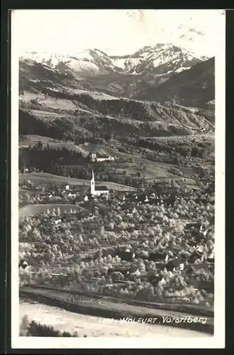 Foto-AK Wolfurt, Blick zum Ort mit Umland