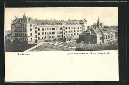 AK Gumbinnen, Artillerie-Kaserne mit Wirtschaftsgebäude