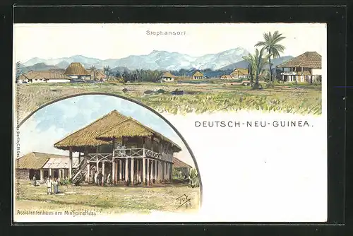 Künstler-AK Themistokles von Eckenbrecher: Stephansort /Deutsch-Neu-Guinea, 2 Ansichten