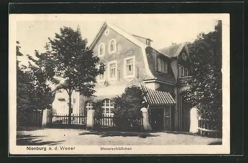 AK Nienburg a. d. Weser, Blick auf das Gasthaus Weserschlösschen