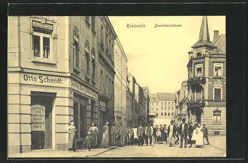 AK Rosswein, Dresdnerstrasse an der Handlung von Otto Schmidt