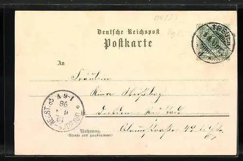 Lithographie Treuen, Bahnhof, Kaiserl. Postamt, Amtsgericht, Schloss
