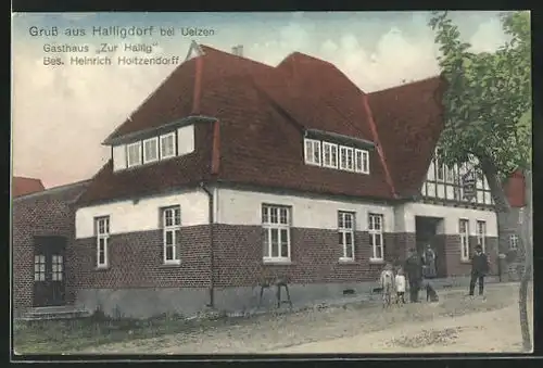 AK Halligdorf, Gasthaus zur Hallig von Heinrich Hoitzendorff