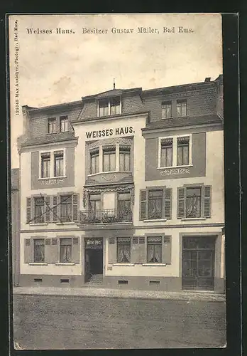 AK Bad Ems, Hotel Weisses Haus von G. Müller