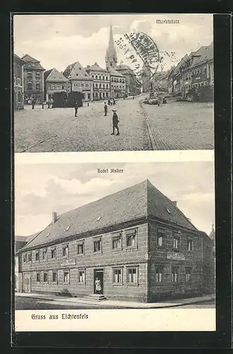 AK Lichtenfels, Hotel Anker, Blick auf den Marktplatz