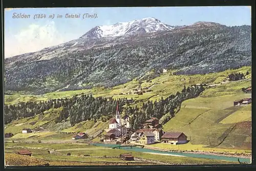AK Sölden / Tirol, Ortsansicht mit Kirche