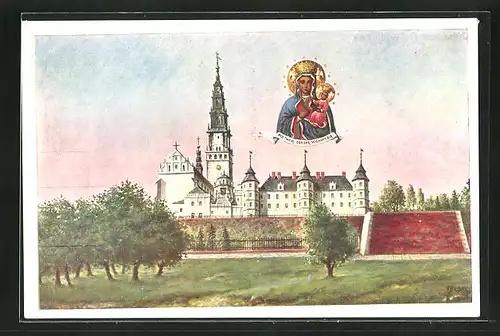 AK Tschenstochau-Czestochowa, Blick zum Kloster Jasna Gora