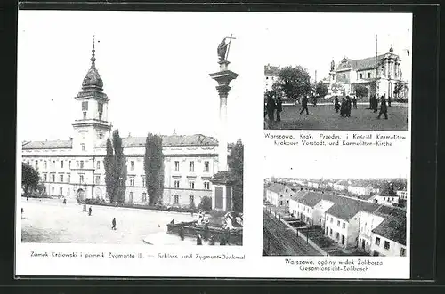 AK Warschau-Warszawa, Schloss & Zygmunt-Denkmal, Karmelittenkirche, Gesamtansicht-Zolibosch