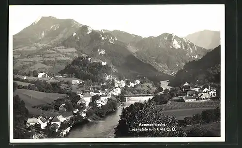 AK Losenstein a. d. Enns, Teilansicht mit Bergen